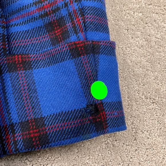 Albert Nipon Coat Women 8 Blue Red Tartan Plaid Long Wool 80s Statement - Picture 15 of 16